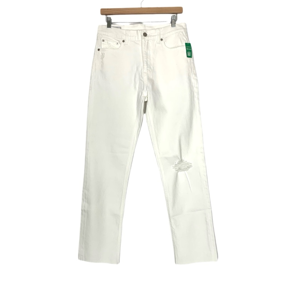 GAP Cheeky Straight High Rise Distressed Jeans in White Size 6 Long NWT